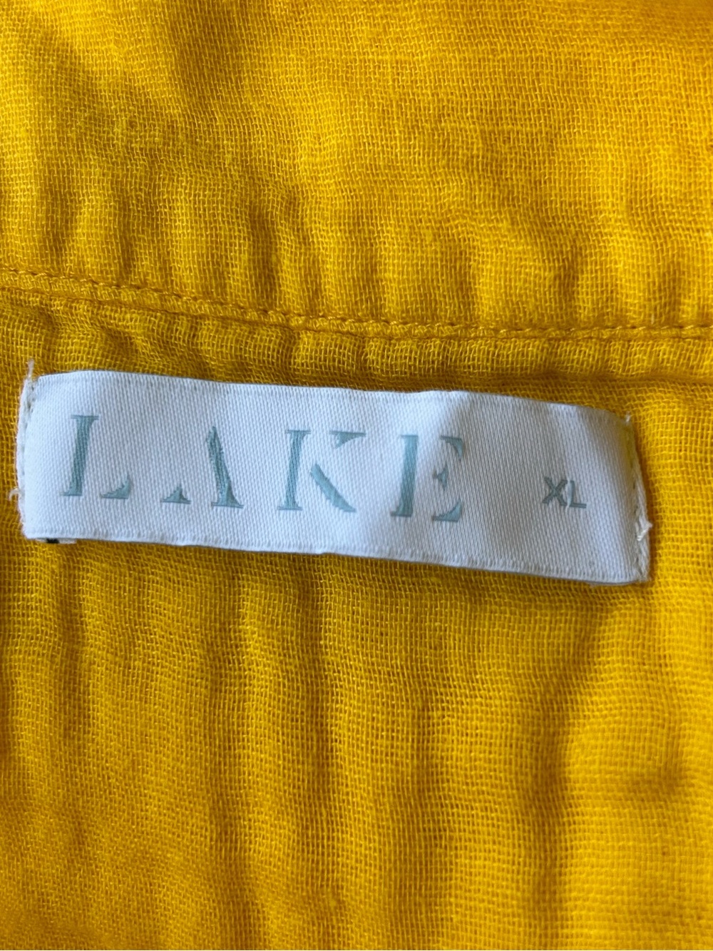 LAKE Marigold Cotton Gauze Midi Dress V Neck Puff Sleeve Resort Excellent XL - Picture 5 of 11